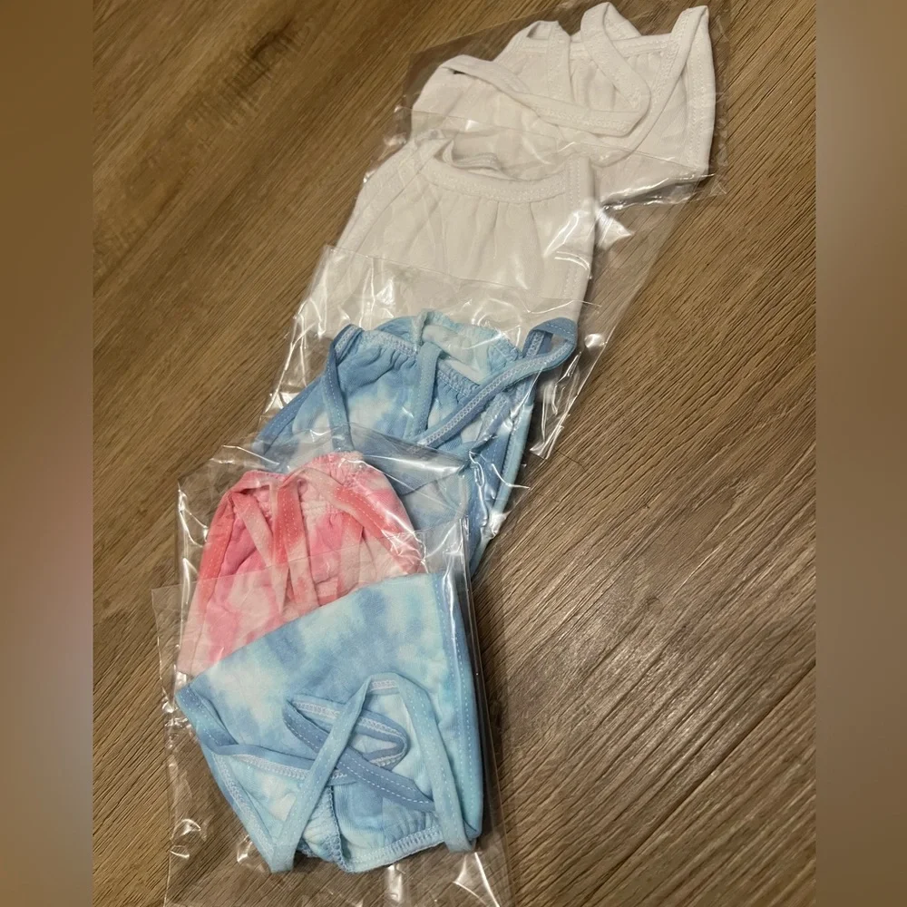 Tie-Dye Cotton Face Mask Set - Blue & Pink